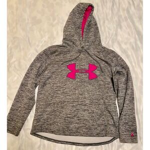 Under Armour Women's Large Gray Hoodie Pink Storm Pullover Athletic Sweatshirt